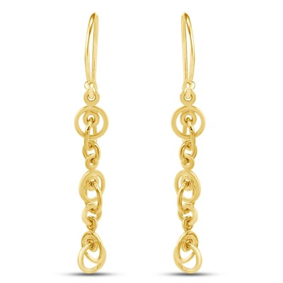 #ad Tiered Circle Drop Dangle Earrings Women 14K Yellow Gold Plated Sterling Silver $80.96