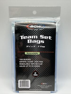 #ad BCW Resealable Team Set Bags 1 Pack of 100 Sleeves Holds Up to 35 Cards $5.47
