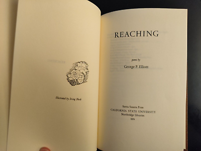 #ad Reaching by George P. Elliott 1979 HC Limited Edition SIGNEDx2 Numbered #73 300 $36.00