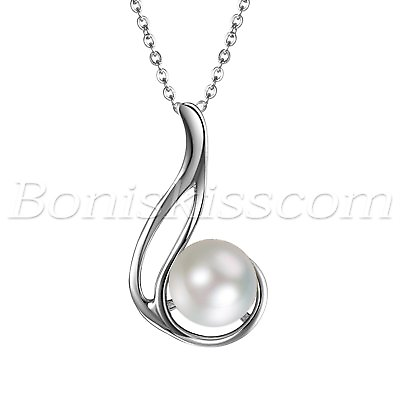 #ad 925 Sterling Silver Freshwater Pearl Women Pendant Necklace Valentine#x27;s Day Gift $14.99