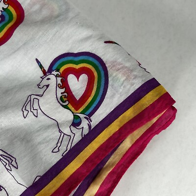 #ad Rainbows Unicorns Hearts Bandanda White Colorful 20”x20” $16.99