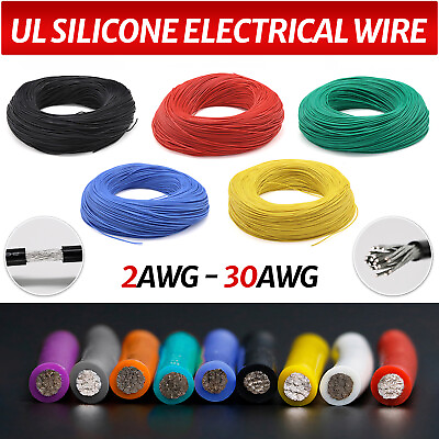 #ad UL Silicone Electrical Wire 2AWG 30AWG Flexible Stranded Cable Tinned Copper $41.19