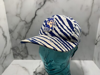 #ad Vintage 80s 90s Zubaz Rare Duke Blue Devils SnapBack Hat Cap Striped NCAA Dad $39.99