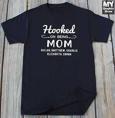 #ad Mom T shirt New Mommy Mothers Day Christmas Birthday Gifts Personalized Names $20.99