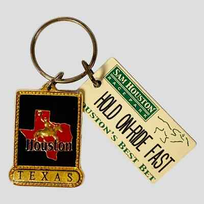 #ad Houston Horses Keyring Vintage Texas Map Sam Cowboy Race Park Advertising Fob $17.88