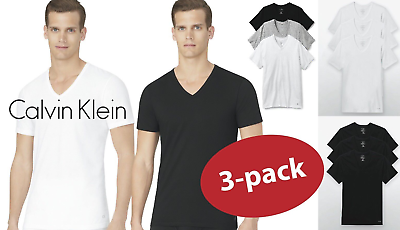 New 3 Pack CLASSIC FIT Calvin Klein Mens V Neck Crew Neck T Shirt Tee $24.99