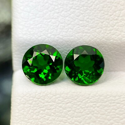 #ad 1.86ct Chrome Diopside Pair 2pc Calibrated Green Round 6 MM Gem From Russia $79.00