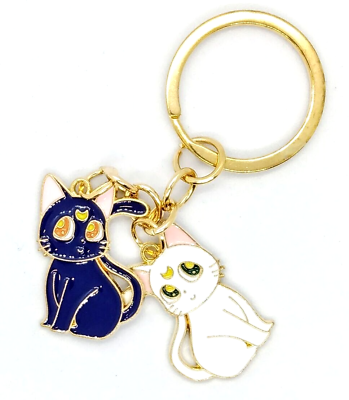 #ad LUNA amp; ARTEMIS KEYCHAIN Sailor Moon Cats Key Chain Keyring Anime Perfect Gift $4.45