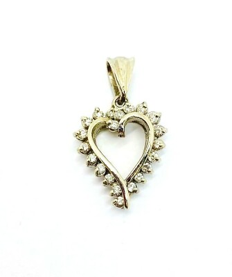 #ad 14K White Gold Diamond Open Heart Pendant .52 Ct $758.09