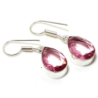 #ad #ad Pink Kunzite Pear Shape Drop Dangle Gemstone Wedding Gift Jewelry Earrings 1.20quot; $4.99