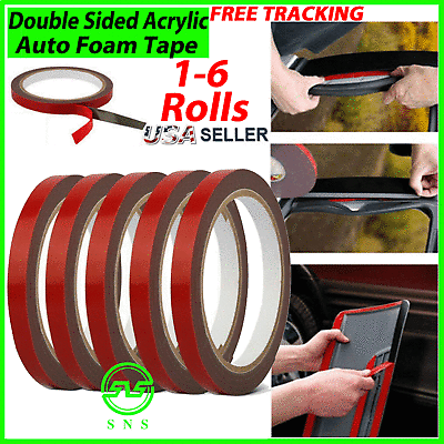#ad Auto Tape Acrylic Foam DOUBLE SIDED Back 3m x10mm Mounting Adhesive 1 6 ROLLS $2.99