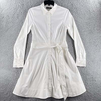 Banana Republic Women#x27;s Shirt Dress Size 6 White Self Tie Belt To Waist Business $14.99