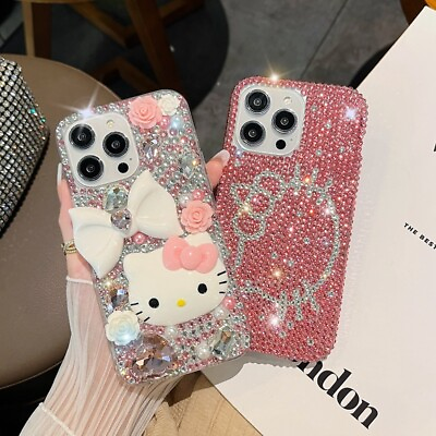 #ad #ad 3D Bling Hello Kitty Crystal Diamond Case For iPhone 15 14 Pro Max 13 12 11 X XR $14.99