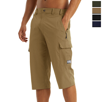 #ad Men#x27;s 3 4 Capri Shorts Quick Drying Outdoor Hiking Sport Below Knee Cargo Shorts $24.98