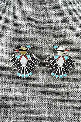#ad Multi Stone Inlay amp; Sterling Silver Earrings Adrian Wallace $150.00