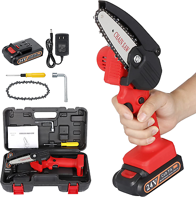 #ad Mini Chainsaw Cordless 4 Inc Battery Powered Chainsaw One Hand Electric Chainsaw $39.98