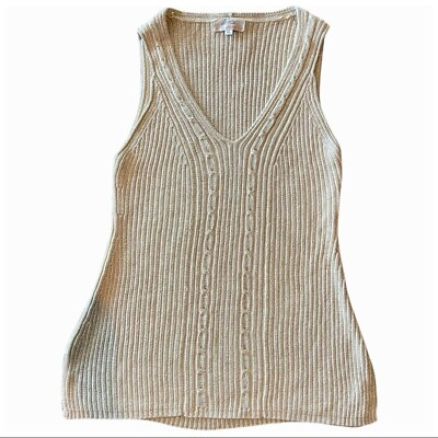 #ad Di Vita Di Luxe 100% Silk Metallic Shimmer Gold Sweater XL H13 $65.00