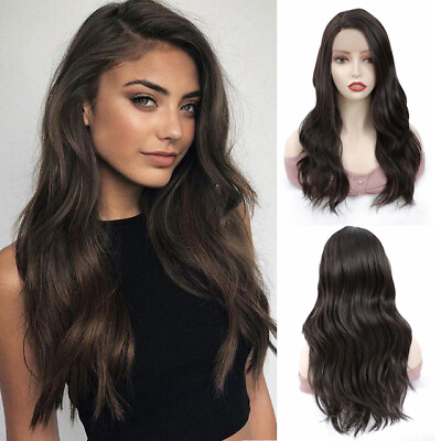 #ad Darker Brown Synthetic Lace Wigs for Black Women Long Wavy Daily Cosplay Wigs $24.62
