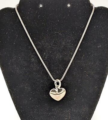 #ad Vintage Silver Heart Pendant Necklace 15” $28.00