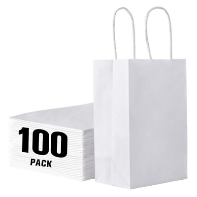 #ad #ad 100Pcs Paper Gift Bags 8 * 5.25 * 3.75 Small White Gift Bags with Handles Bul... $26.79
