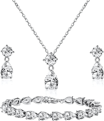 #ad #ad Teardrop Bridal Wedding Jewelry Set for Bride Bridesmaid Cubic Zirconia Wedding $52.88