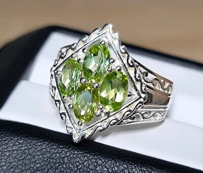 #ad Natural Peridot gemstones Gold plated Sterling silver 925 6US $47.00