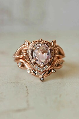 #ad 2Ct Oval Cut Morganite Charming Solitaire Engagement Ring 14K Rose Gold Finish $82.80