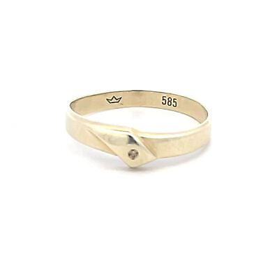 #ad 14K Diamond Chevron Ribbon Stackable Band Ring Yellow Gold *68 $116.96