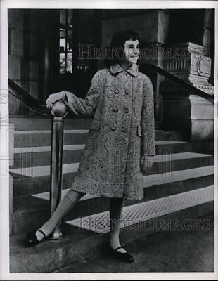#ad 1956 Press Photo Herringbone wool tweed coat. nee57136 $16.99