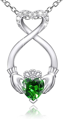 #ad 925 Irish Claddagh Eternity Love Pendant Necklace Good Luck Jewelry Gifts Women $88.95