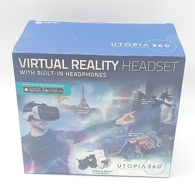 #ad Utopia 360 Virtual Reality Headset With Built in Headphones New Open Box NOB $24.94