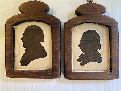 #ad Antique Pair of Framed Hollow Cut Silhouettes Man amp; Woman $139.20
