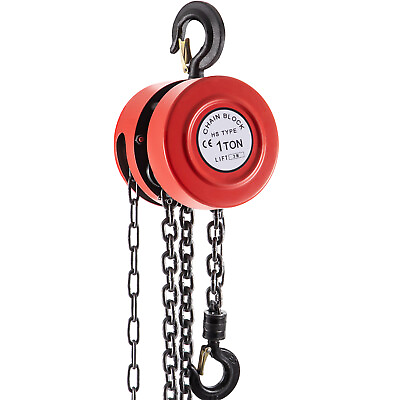 #ad VEVOR 1T Chain Hoist 10FT Puller Block Fall Chain Lift Hand Tool w Swivel Hook $36.39