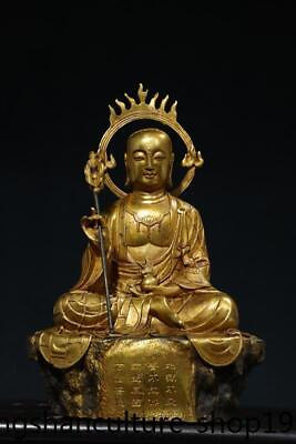 #ad 12#x27;#x27; Tibetan Ancient temple bronze Gilt tangseng Ksitigarbha jizo Buddha statue $251.16