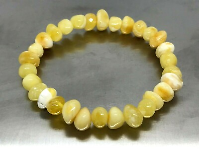#ad AMBER BRACELET Gift Yellow White Natural Baltic Beads Elastic Jewelry 97g 16422 $23.22