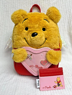 #ad New Set 2 Disney Winnie the Pooh Love Heart Cherub Backpack Wallet Her Universe $67.98
