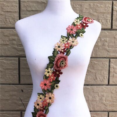 #ad 1 10 Yards Flower Embroidered Trim Lace Ribbon Sewing Fringe Edge Craft DIY $4.49