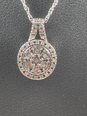 #ad SUN 925 STERLING SILVER DIAMOND ROSETTE FLORAL NECKLACE 18quot; WEDDING APRIL 3996 $85.76