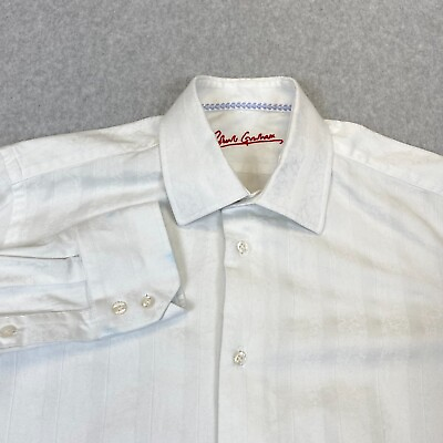 #ad Robert Graham Shirt Adult Medium White Long Sleeve Classic Button Up Men#x27;s FLAW $14.17