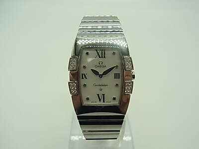 #ad Wristwatch USED OMEGA Constellation Quadra mini Women Quartz Silver White Shell $1531.08