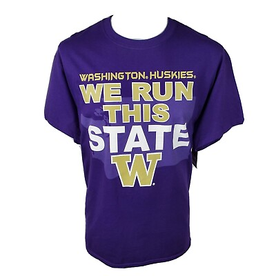 #ad Blue 84 University of Washington Huskies UW We Run This State T Shirt 2XL NWT $39.99