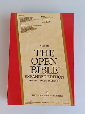 #ad Nelson THE OPEN BIBLE Expanded Edition NKJV Indexed 455BG 1985 New Boxed $124.95
