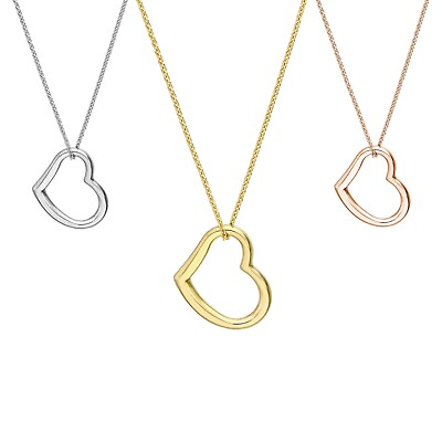 #ad Floating Open Heart Pendant Necklace Adjustable Chain Women Solid 14K Real Gold $346.80