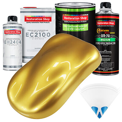 #ad Anniversary Gold Metallic LOW VOC Urethane Paint Quart Kit amp; European Clear Coat $235.99