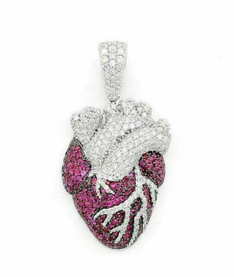 #ad Real Moissanite 2.20 Ct Round Cut Heart Human Body Pendant 14K White Gold Plated $255.43