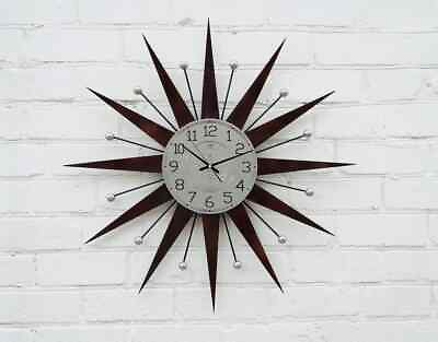 #ad 30quot; Ice Silver George Nelson Star Clock Vintage Modern Unique Mid Century $190.00