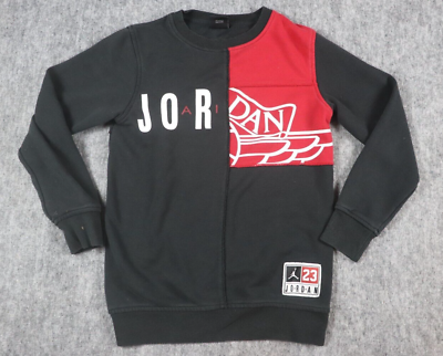 #ad Air Jordan Sweater Boys Medium Black Pullover Long Sleeve Image Cotton Blended $14.99