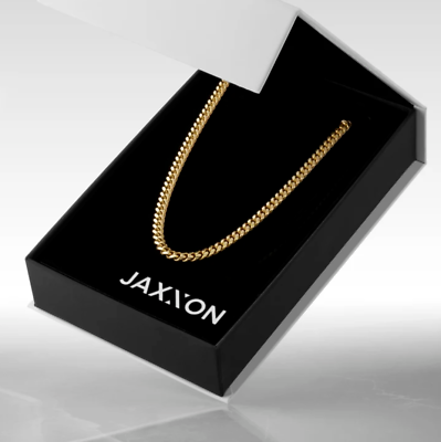 #ad JAXXON CUBAN LINK CHAIN 5MM 14K GOLD BONDED MENS $128.80