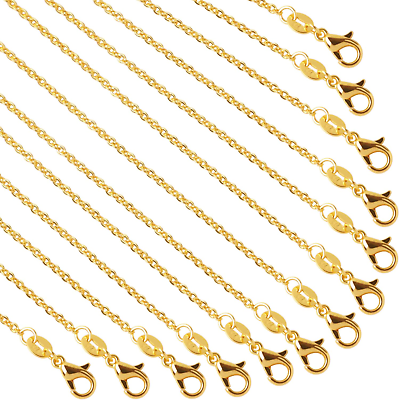 #ad SANNIX 50 Pack Gold Plated Necklace Chains Cable Chain Necklace Bulk for Jewelry $19.57