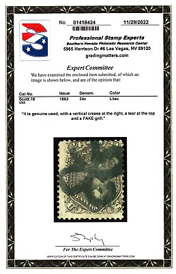 #ad US Scott #78 24c George Washington Stamp. Used. Fancy Cancel. PSE Cert. CV $400 $339.99